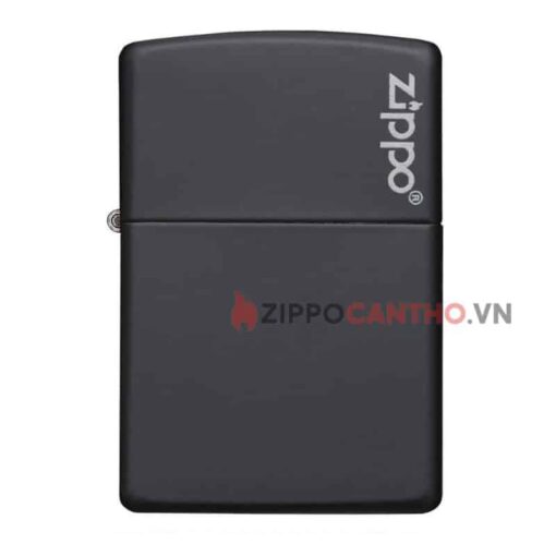 Zippo Black Matte With Logo 218ZL - Zippo Sơn Đen Có Logo 1