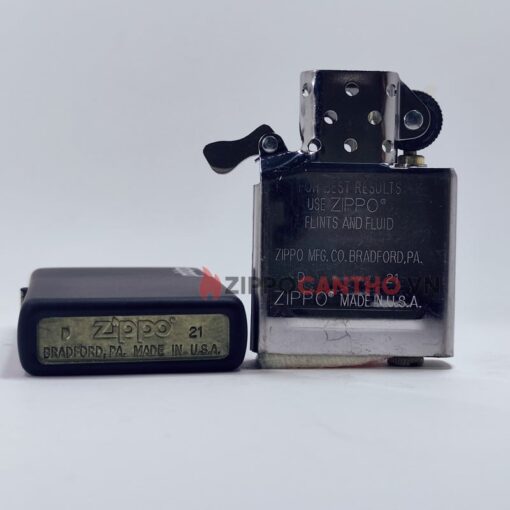 Zippo Black Matte With Logo 218ZL - Zippo Sơn Đen Có Logo 5