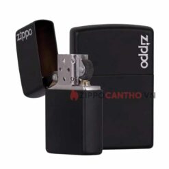 Zippo Black Matte With Logo 218ZL - Zippo Sơn Đen Có Logo 9