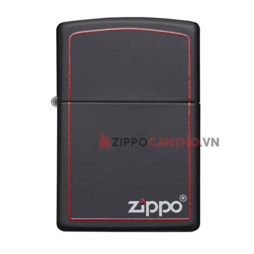 Zippo Black Matte With Zippo Logo And Border 218ZB - Zippo Sơn Đen Viền Đỏ 1