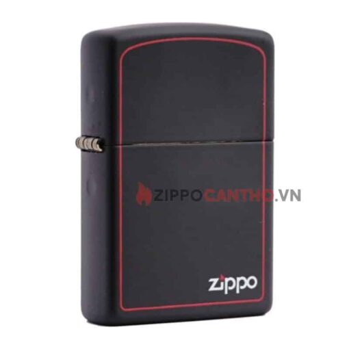 Zippo Black Matte With Zippo Logo And Border 218ZB - Zippo Sơn Đen Viền Đỏ 2