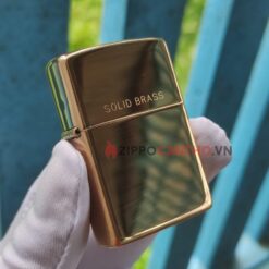 Zippo High Polish Solid Brass 254 - Zippo Vàng Bóng Khắc Solid Brass 19