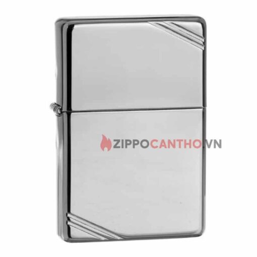 Zippo Vintage High Polish Chrome With Slashes 260 - Zippo Vintage Trắng Bóng Chặc Góc 1